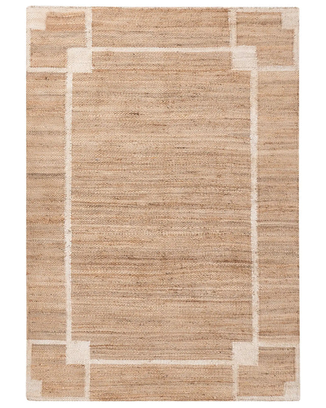 Area Rug Light Beige Jute 160 x 230 cm with Pattern Rectangular Woven Rustic Style Living Room Bedroom Beliani