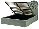 Ottoman Bed Green Boucle Upholstery EU Double Size Headboard Storage Function Modern Design Beliani