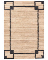 Area Rug Beige and Black Jute 160 x 230 cm with Pattern Rectangular Woven Rustic Style Living Room Bedroom Beliani