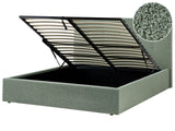 Ottoman Bed Green Fabric Boucle Upholstery EU King Size Headboard Storage Function Modern Design Beliani