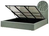 Ottoman Bed Green Fabric Boucle Upholstery EU Super King Size Headboard Storage Function Modern Design Beliani