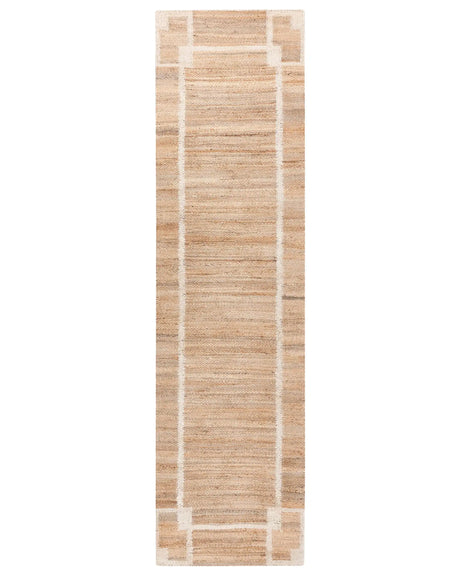 Runner Rug Light Beige Jute 80 x 300 cm with Pattern Rectangular Woven Rustic Style Living Room Bedroom Beliani