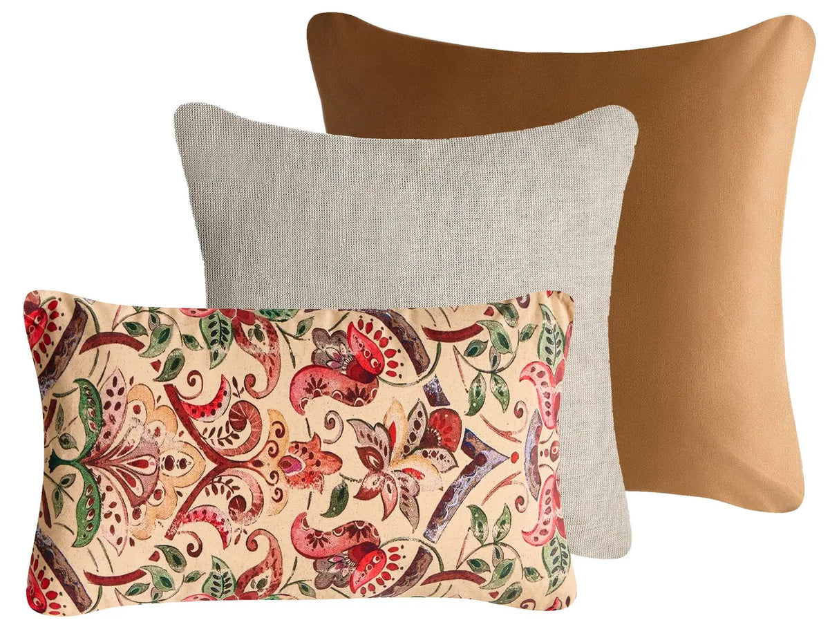 Set of 3 Scatter Cushions Multicolour Cotton Fabric Floral Pattern 45/30 x 45/50 cm Throw Pillow Beliani