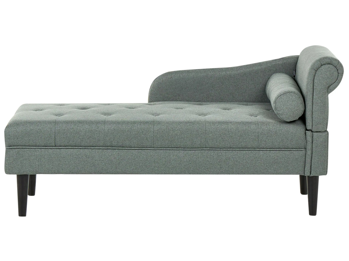 Right Hand Chaise Green Fabric Upholstered Lounge with Cushion Easy-to-Clean Wooden Legs Living Room Modern Beliani