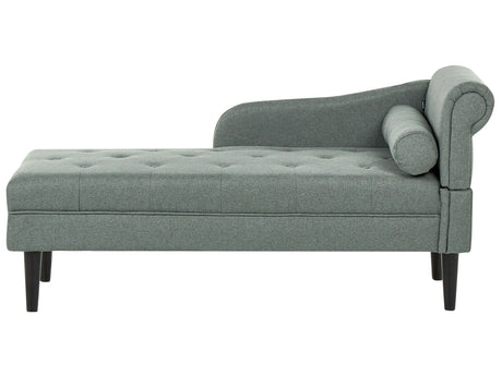 Right Hand Chaise Green Fabric Upholstered Lounge with Cushion Easy-to-Clean Wooden Legs Living Room Modern Beliani