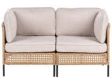 Outdoor Sofa Light Beige PE Rattan 2 Seater Metal Frame with Seat Backrest Cushions Water-repellent Olefin Modern Style Garden Patio Terrace Beliani