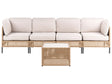 Outdoor Sofa with Coffee Table Light Beige PE Rattan 4 Seater Metal Frame with Seat Backrest Cushions Glass Tabletop Modern Style Garden Patio Terrace Beliani