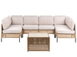 Modular Garden U-Shaped Sofa Light Beige PE Rattan 6 Seater with Glass Coffee Table Metal Frame with Cushions Modern Style Garden Patio Terrace Beliani