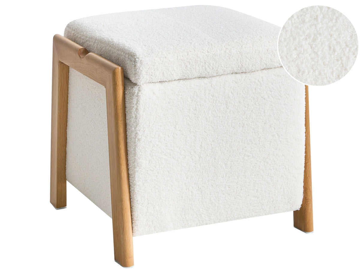 Pouffe White Boucle Upholstery with Storage Accessory Living Room Bedroom Glam Retro Beliani
