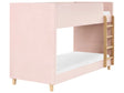 Single Size Bunk Bed Pastel Pink Velvet Upholstered Poplar Wood Ladder 3ft High Sleeper Children Kids Bedroom Beliani