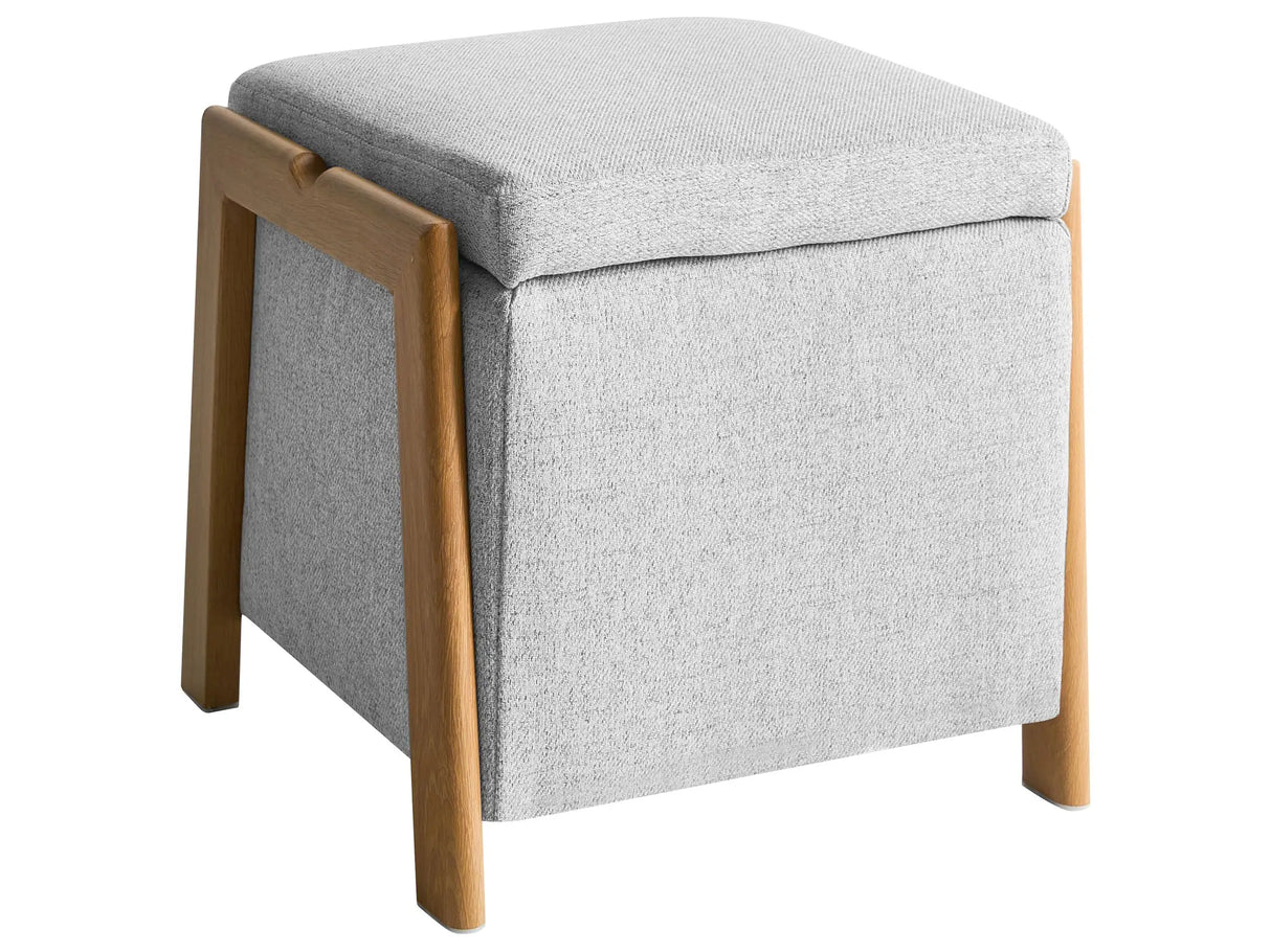 Pouffe Light Grey Fabric Upholstery with Storage Accessory Living Room Bedroom Glam Retro Beliani