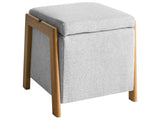 Pouffe Light Grey Fabric Upholstery with Storage Accessory Living Room Bedroom Glam Retro Beliani