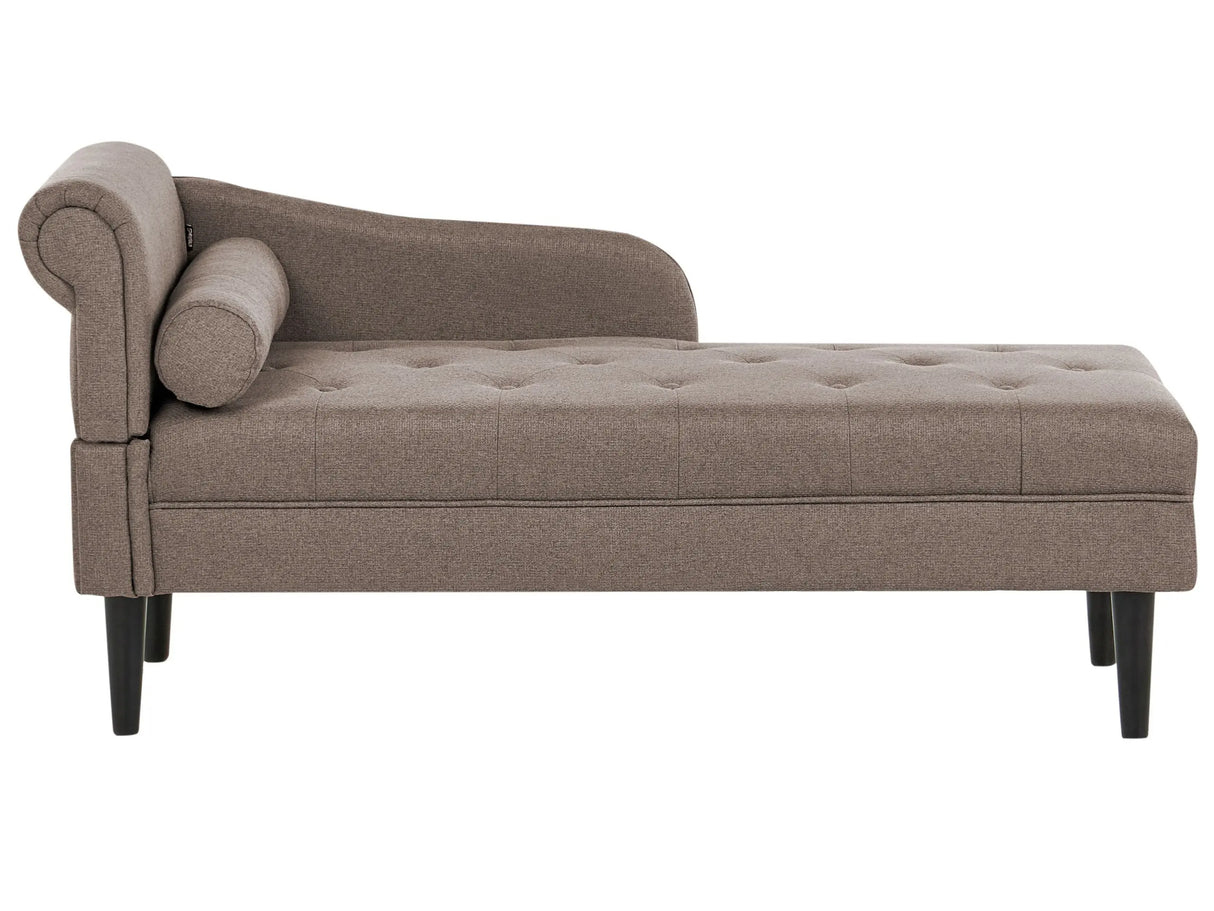 Left Hand Chaise Taupe Fabric Upholstered Lounge with Cushion Easy-to-Clean Wooden Legs Living Room Modern Beliani