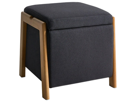 Pouffe Black Fabric Upholstery with Storage Accessory Living Room Bedroom Glam Retro Beliani