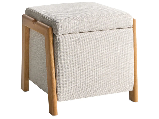 Pouffe Light Beige Fabric Upholstery with Storage Accessory Living Room Bedroom Glam Retro Beliani