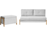 Sofa and Bench Set Light Grey Fabric Upholster Iron Legs Sleeping Function Additional Storage Modern Style Beliani