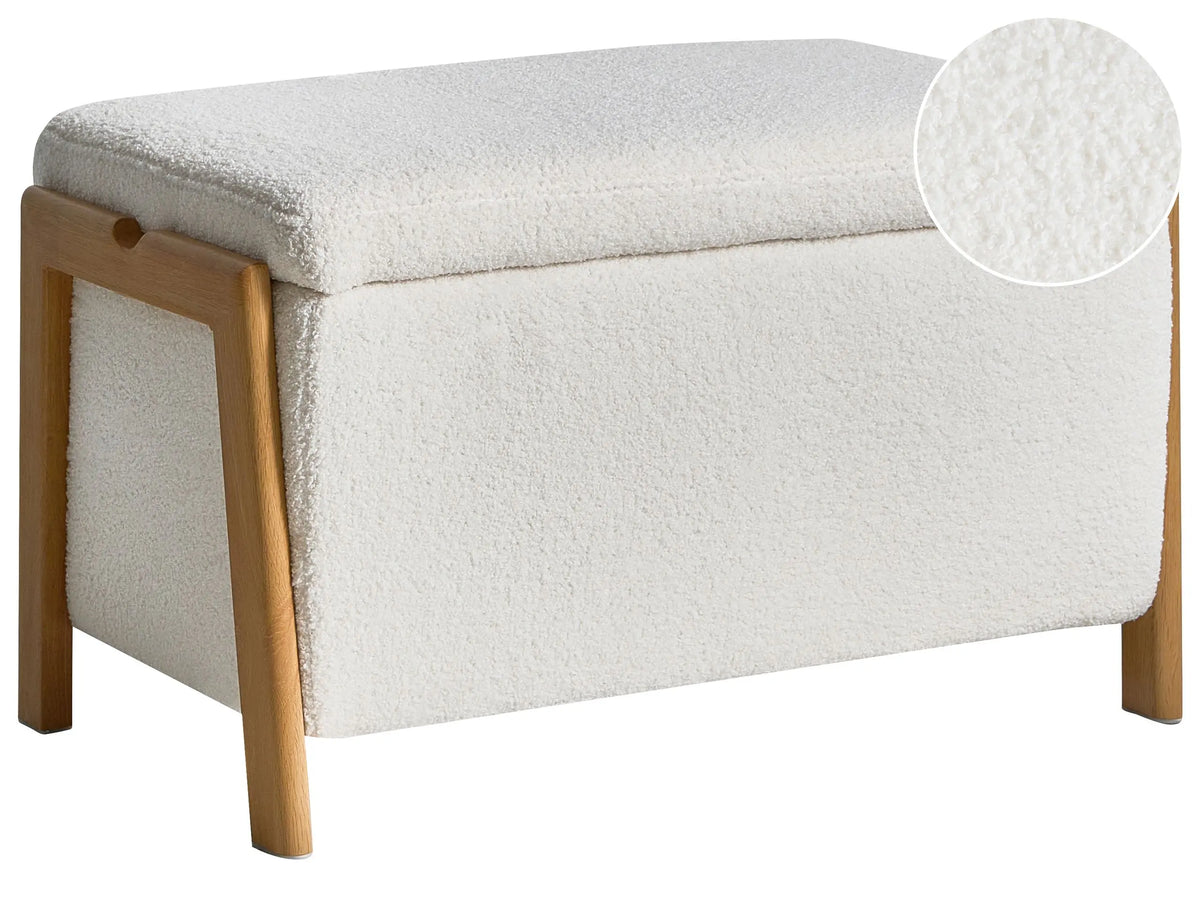 Storage Bench White Boucle Upholstery Modern Design Glam Style Living Room Bedroom Beliani