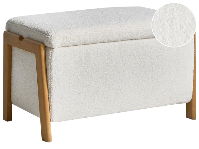 Storage Bench White Boucle Upholstery Modern Design Glam Style Living Room Bedroom Beliani