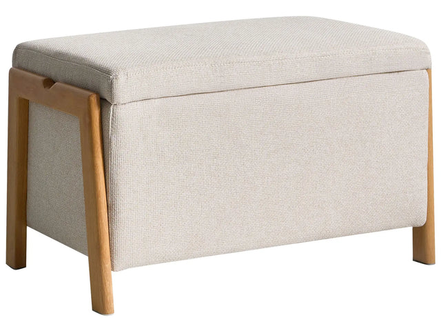 Storage Bench Light Beige Fabric Upholstery Modern Design Glam Style Living Room Bedroom Beliani