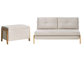 Sofa and Bench Set Beige Fabric Upholster Iron Legs Sleeping Function Additional Storage Modern Style Beliani