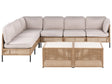 Garden Corner Sofa Light Beige PE Rattan Modular 6 Seater with Glass Coffee Table Metal Frame with Cushions Modern Style Garden Patio Terrace Beliani