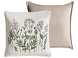Set of 2 Scatter Cushions White and Beige Cotton Fabric Floral Pattern 45 x 45 cm Throw Pillow Beliani