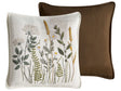 Set of 2 Scatter Cushions White and Brown Cotton Fabric Floral Pattern 45 x 45 cm Throw Pillow Beliani