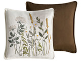 Set of 2 Scatter Cushions White and Brown Cotton Fabric Floral Pattern 45 x 45 cm Throw Pillow Beliani