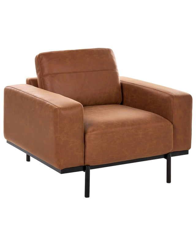 Armchair Brown Faux Leather Metal Legs 1 Seater Classic Living Room Modern Beliani