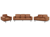 Living Room Set Sofas and Armchair Brown Faux Leather Metal Legs 6 Seater Classic Living Room Modern Beliani