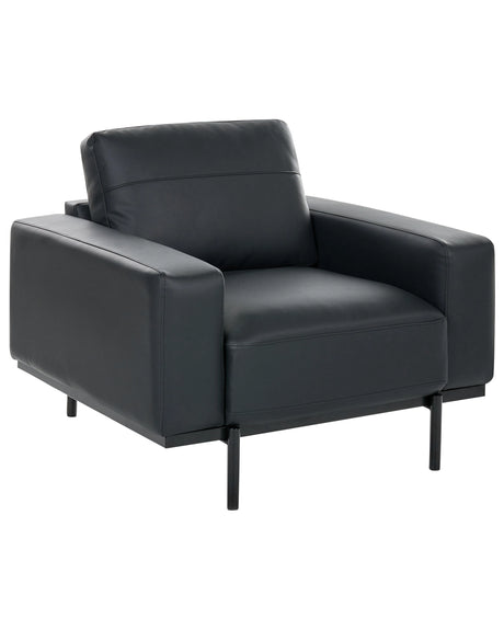 Armchair Black Faux Leather Metal Legs 1 Seater Classic Living Room Modern Beliani