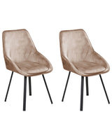 Set of 2 Dining Chairs Beige Velvet Black Iron Legs 180 Swivel Modern Upholstered Chairs Beliani