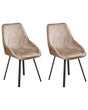 Set of 2 Dining Chairs Beige Velvet Black Iron Legs 180 Swivel Modern Upholstered Chairs Beliani