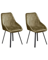 Set of 2 Dining Chairs Green Velvet Black Iron Legs 180 Swivel Modern Upholstered Chairs Beliani