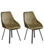 Set of 2 Dining Chairs Green Velvet Black Iron Legs 180 Swivel Modern Upholstered Chairs Beliani