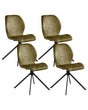 Set of 4 Dining Chairs Green Velvet Black Iron Legs 180 Swivel Modern Upholstered Chairs Beliani