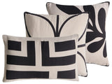 Set of 3 Scatter Cushions Beige and Black Cotton Fabric Abstract Pattern 45/30 x 45/50 cm Throw Pillow Beliani