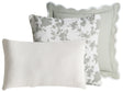 Set of 3 Scatter Cushions Green and White Cotton Fabric Abstract Pattern 45/30 x 45/50 cm Throw Pillow Beliani