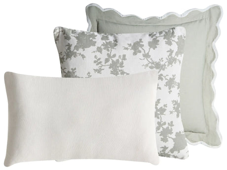 Set of 3 Scatter Cushions Green and White Cotton Fabric Abstract Pattern 45/30 x 45/50 cm Throw Pillow Beliani