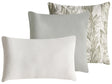 Set of 3 Scatter Cushions Green and White Cotton Fabric Floral Pattern 45/30 x 45/50 cm Throw Pillow Beliani