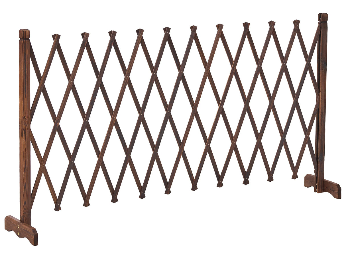 Garden Divider Trellis Dark Brown Fir Wood Privacy Screen Extendable Folding Beliani