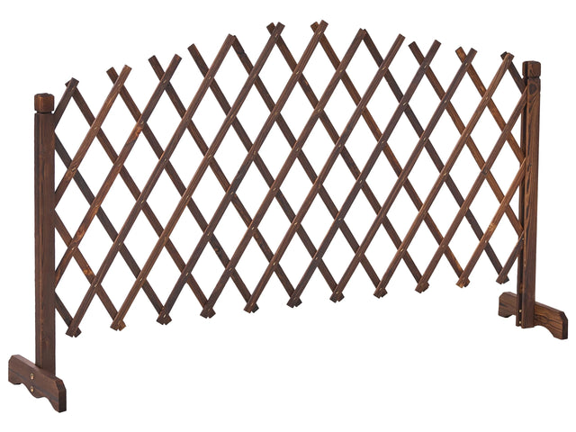 Garden Divider Trellis Dark Brown Fir Wood Privacy Screen Extendable Folding Beliani