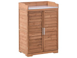 Garden Potting Bench Dark Brown Fir Wood Outdoor Furniture All Weather Resistance Compact Size Beliani