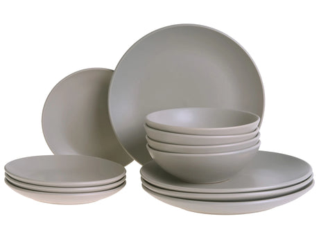 Set of 18 Pieces Grey Stoneware Handmade Color Glaze Finish Service for 6 People Kitchen Dining Room Beliani