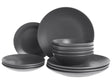 Set of 18 Pieces Black Stoneware Handmade Color Glaze Finish Service for 6 People Kitchen Dining Room Beliani