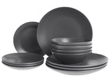 Set of 18 Pieces Black Stoneware Handmade Color Glaze Finish Service for 6 People Kitchen Dining Room Beliani