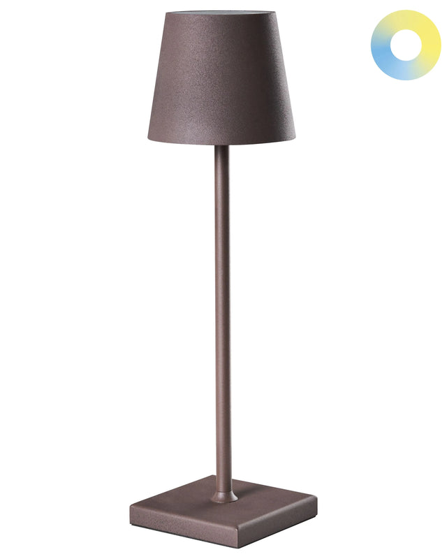 Table Lamp Brown Aluminium Indoor Outdoor Modern with Touch Switch USB Cable Charging Wireless Beliani
