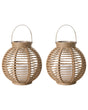 Garden Set of 2 Lanterns Natural Hemp LED Lighting Solar Panel Energy-Efficient Boho Style Beliani