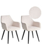 Set of 2 Corduroy Dining Accent Chairs Light Beige Upholstery with Armrests Metal Base Modern Design Beliani