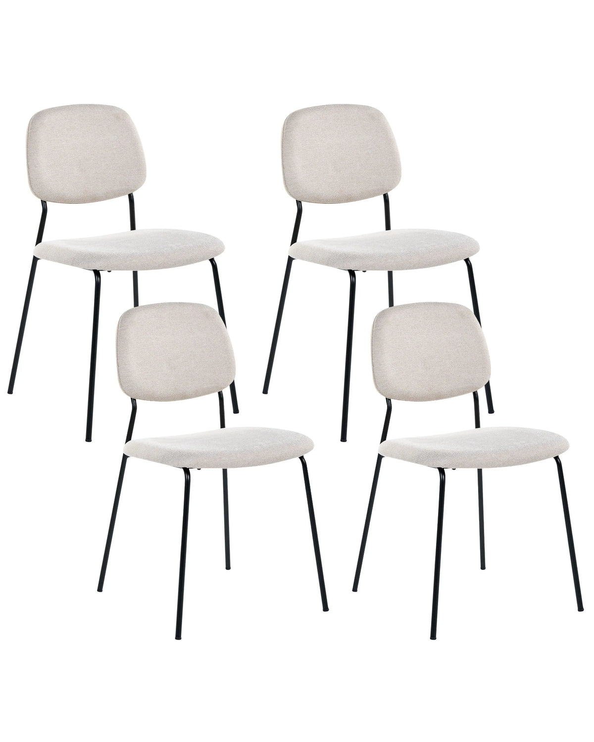 Set of 4 Dining Chairs Light Beige Black Polyester Iron Legs Armless Protective Caps Modern Minimalism Design Stackable Beliani